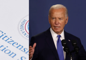 President Joe Biden delivering a speech at the White House, discussing historic reforms to provide a path to citizenship for undocumented immigrants